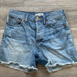 Button fly high rise shorts
